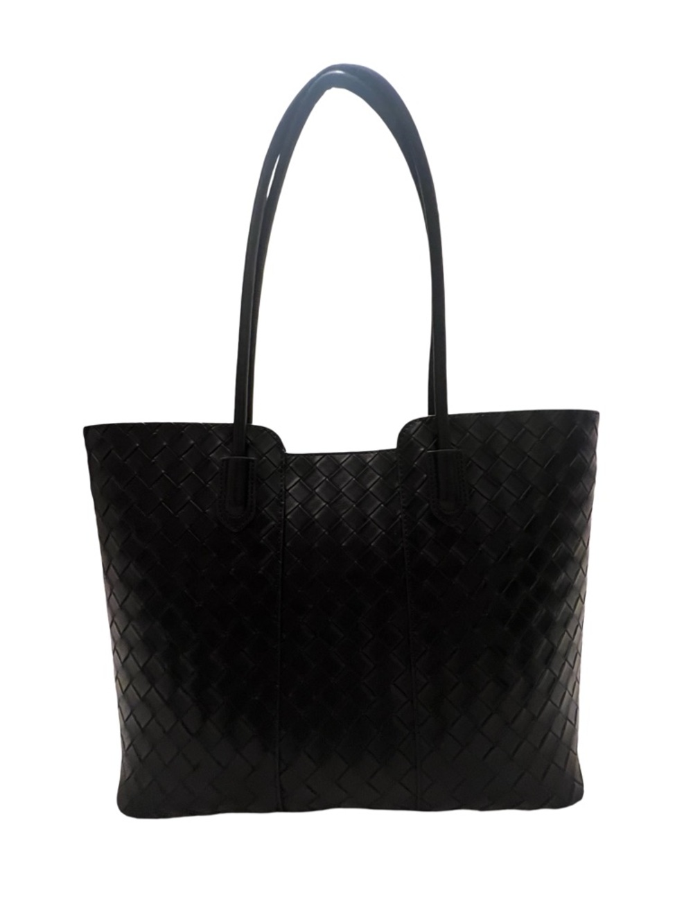 Classic Black Woven Tote Bag - Women's Shoulder Bag
